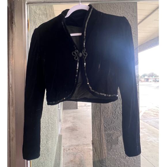 Vintage black velvet bolero jacket size S - Picture 1 of 4